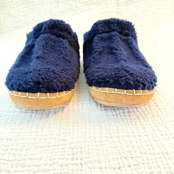 LL Bean Cozy Slipper Slides Size 8 Navy Blue Fleece - Picture 6 of 12